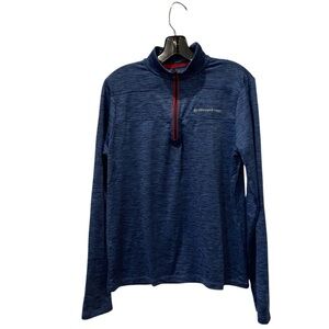 Vineyard Vines Navy Heather Quarter-Zip Pullover with Red Trim